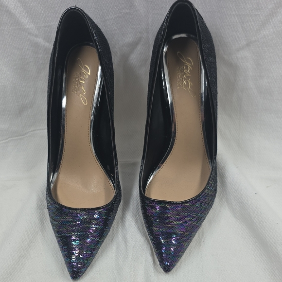 Jessica Simpson Black and Purple Sequin Heels - Picture 1 of 2